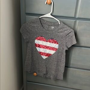Gray Heart Sequin Kids T-Shirt